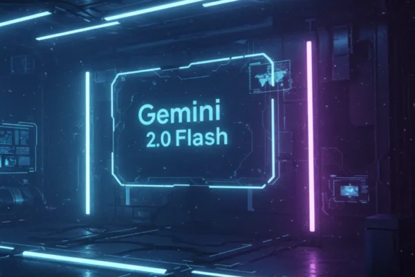 Gemini 2.0 Flash, yapay zeka teknolojisi ile desteklenen bir platformun görseli.