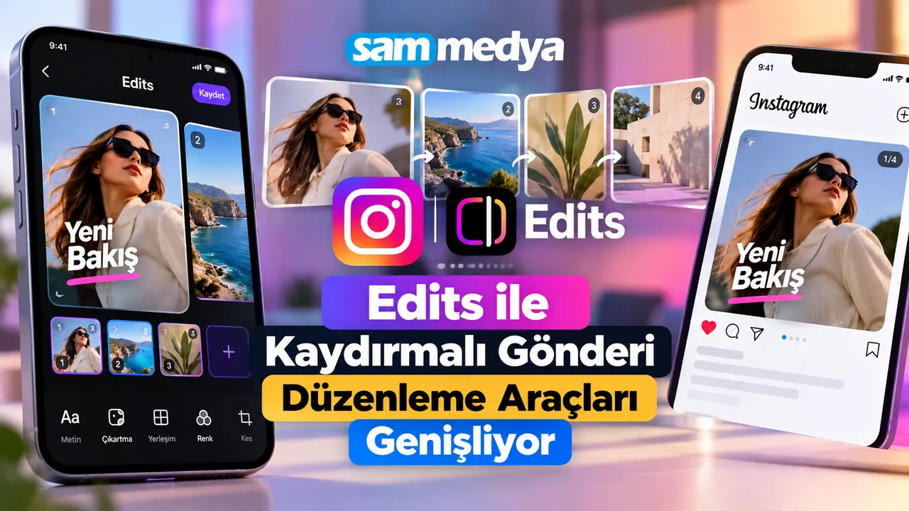 Instagram Edits uygulamasında kaydırmalı gönderi hazırlama ve carousel düzenleme araçları