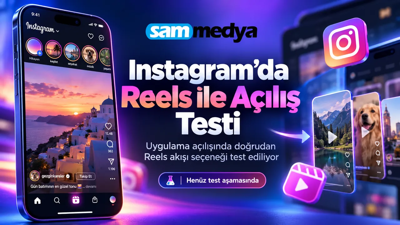 Instagram uygulamasının doğrudan Reels akışıyla açılması seçeneğini gösteren test ekranı