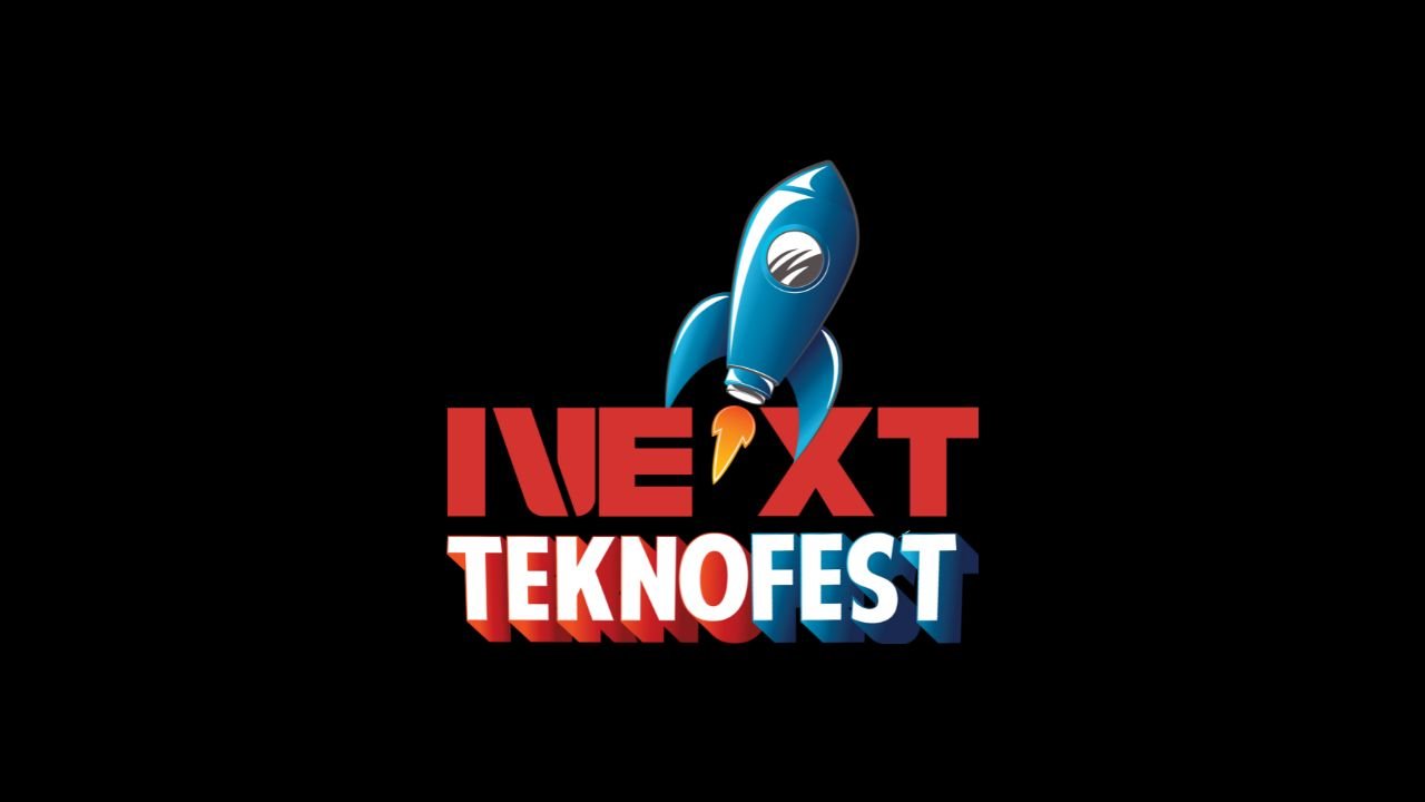 Next Teknofest Sosyal logosu – roket figürü ve kırmızı-beyaz yazı tasarımıyla yerli sosyal medya platformu görseli