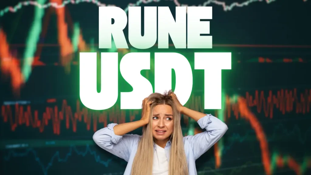 RUNE/USDT paritesinin düşüşünü panik içinde izleyen bir yatırımcı.