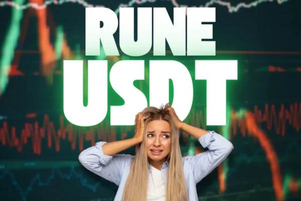 RUNE/USDT paritesinin düşüşünü panik içinde izleyen bir yatırımcı.