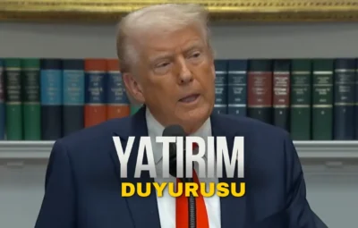 Donald Trump'ın yaptığı yatırım duyurusunun anons edildiği bir görsel.